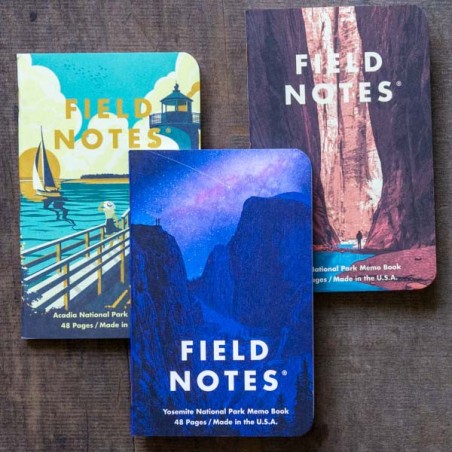 Pack 3 carnets FIELD NOTES Parcs Nationaux américains Serie A - Made in USA