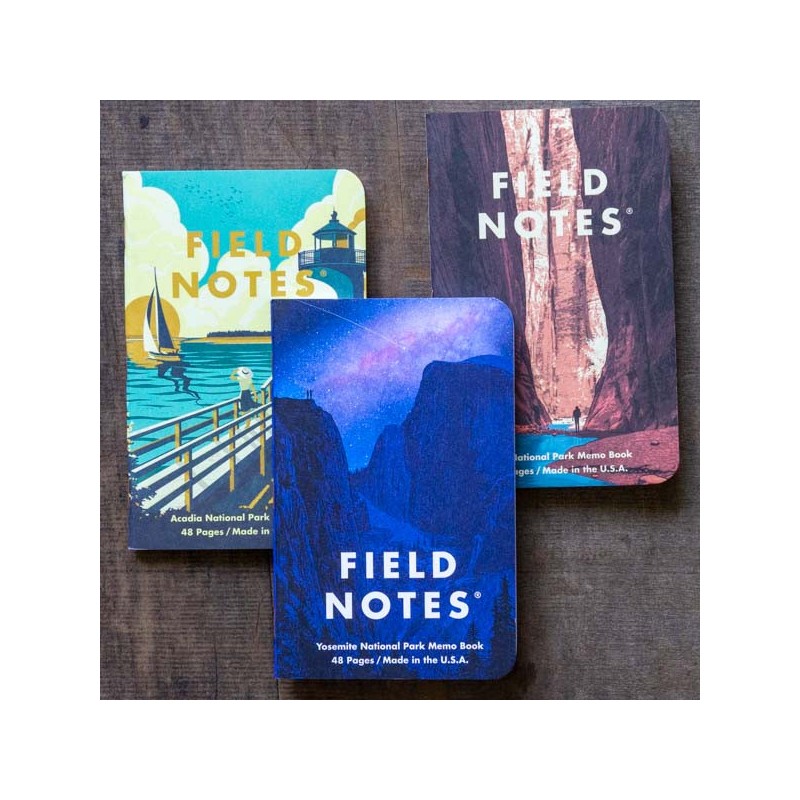 Pack 3 carnets FIELD NOTES Parcs Nationaux américains Serie A - Made in USA