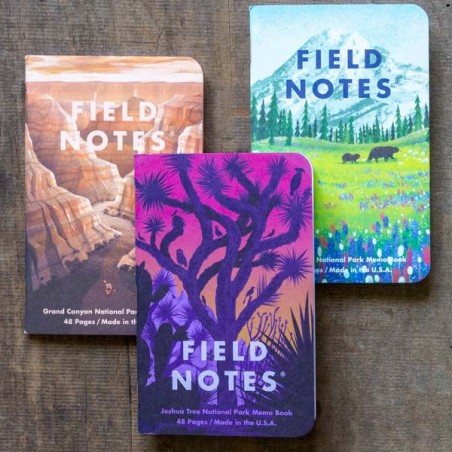 Pack 3 carnets FIELD NOTES Parcs Nationaux américains Serie B Made in USA