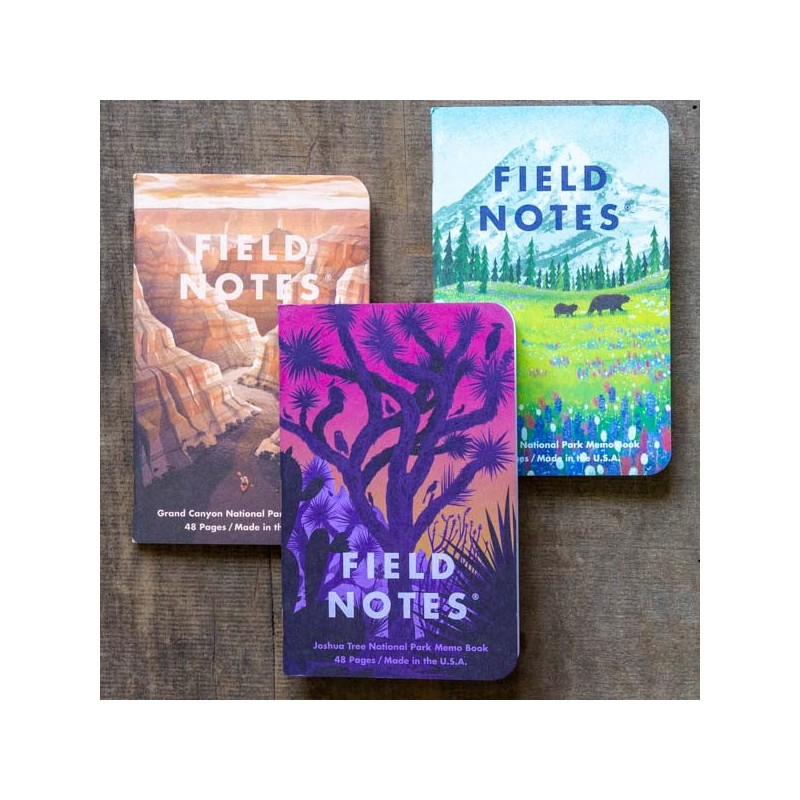 Pack 3 carnets FIELD NOTES Parcs Nationaux américains Serie B Made in USA