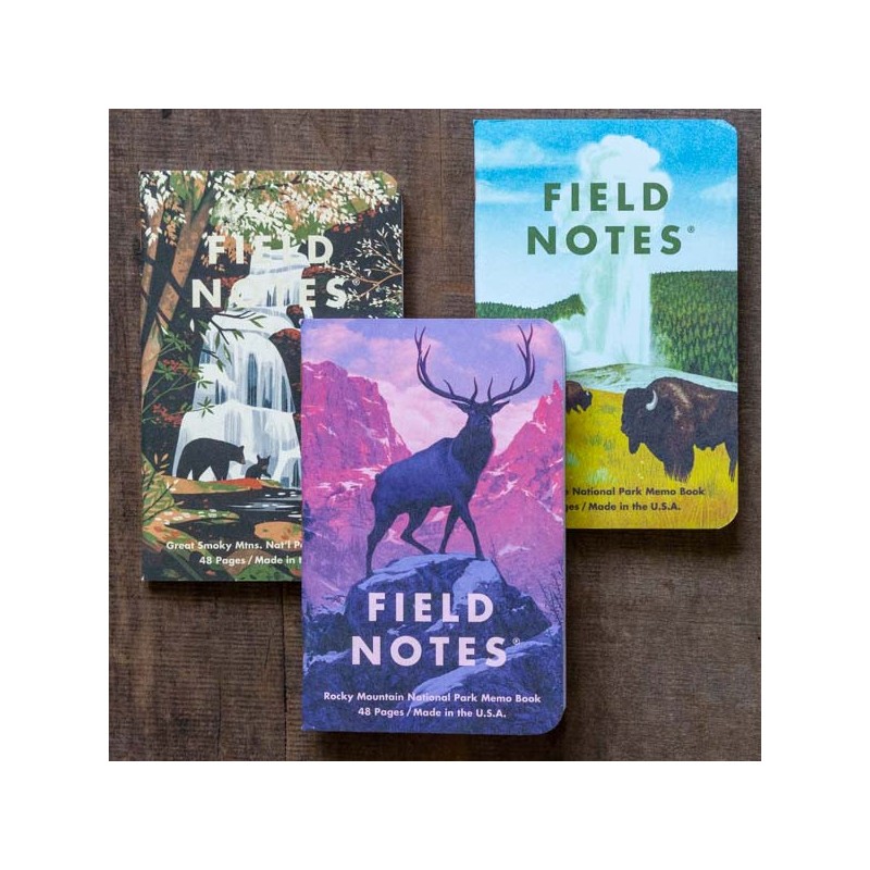 Pack 3 carnets FIELD NOTES Parcs Nationaux américains Serie A - Made in USA