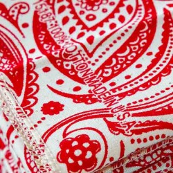 Bandana coton English paisley blanc rouge - made in USA