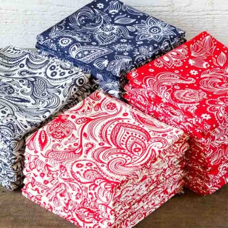 Bandana English paisley White and red - made in USA