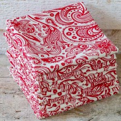 Bandana coton English paisley blanc rouge - made in USA