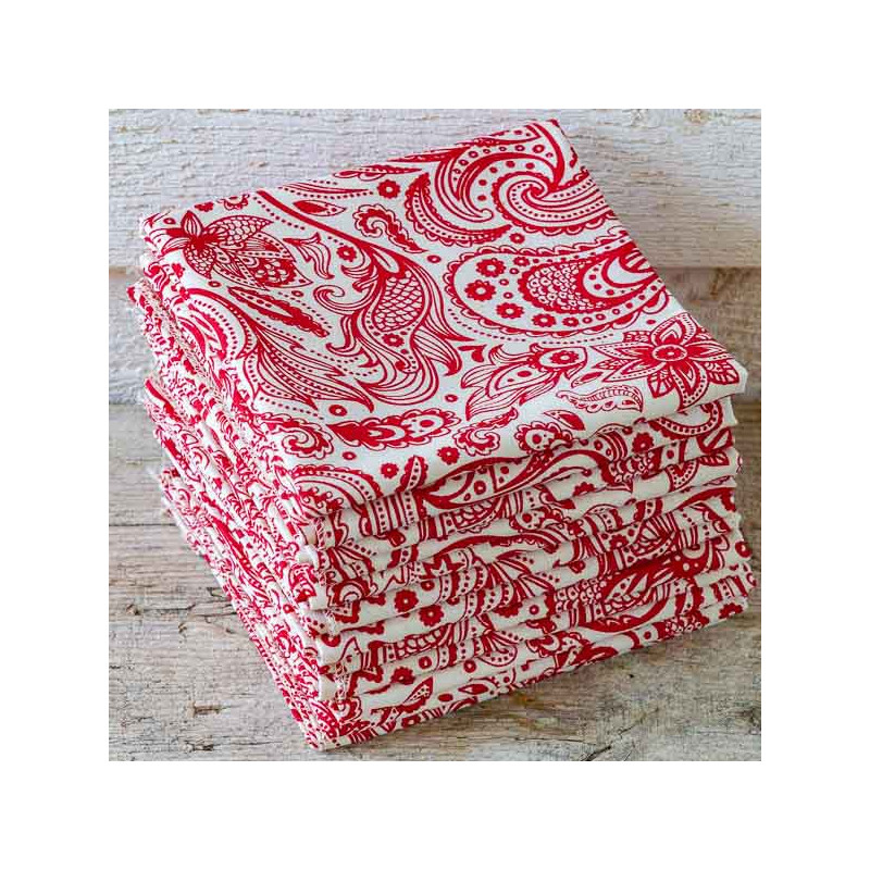 BANDANNA English Paisley white and red made in USA⎟