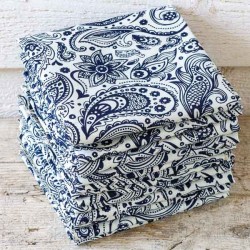 Bandana coton English paisley blanc rouge - made in USA