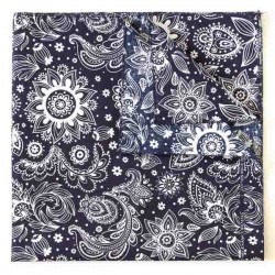 Bandana coton English paisley blanc rouge - made in USA