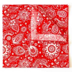 Bandana coton English paisley blanc rouge - made in USA