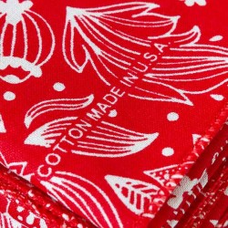 Bandana coton English paisley blanc rouge - made in USA