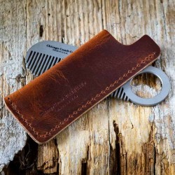 Etui peigne à barbe TAN Leather - made in USA