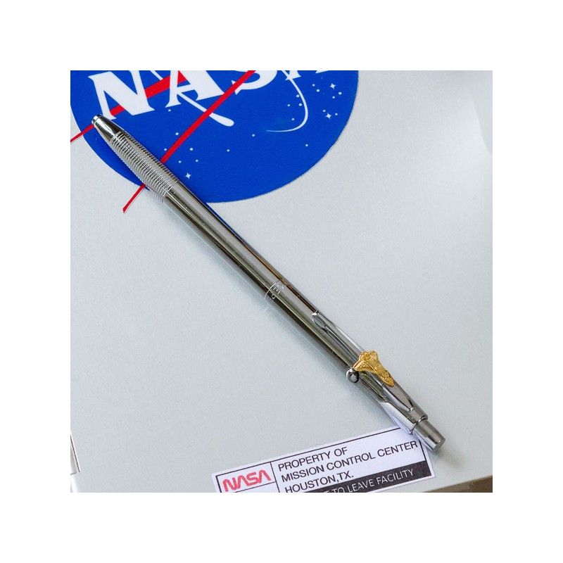 CHROME PLATED SHUTTLE SPACE PEN WITH SHUTTLE EMBLEM IN GIFT BOX