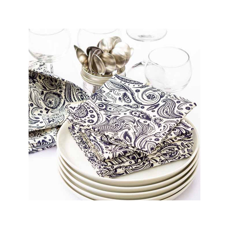 BANDANNA English Paisley white and blue made in USA⎟