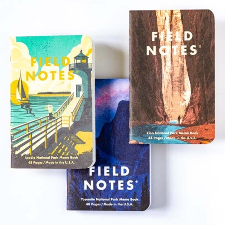 Pack 3 carnets FIELD NOTES Parcs Nationaux américains Serie D - Made in USA