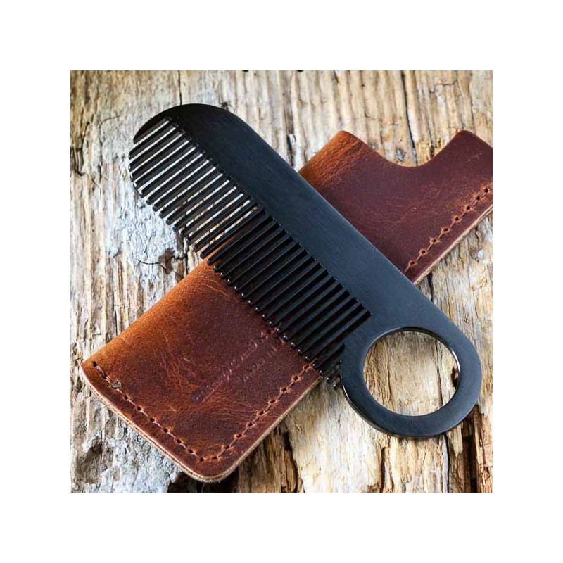 Peigne à barbe CHICAGO COMB noir canon de fusil. Made in USA