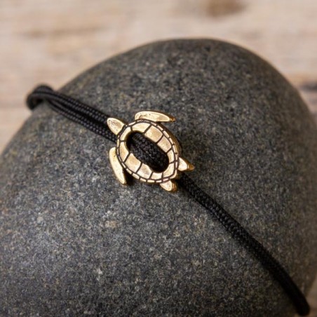Bracelet Tortue cordon noir  CAPE CLASP - made in USA