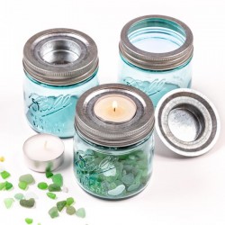 Mason Jar Jar Ball Collector blue Candle Holder