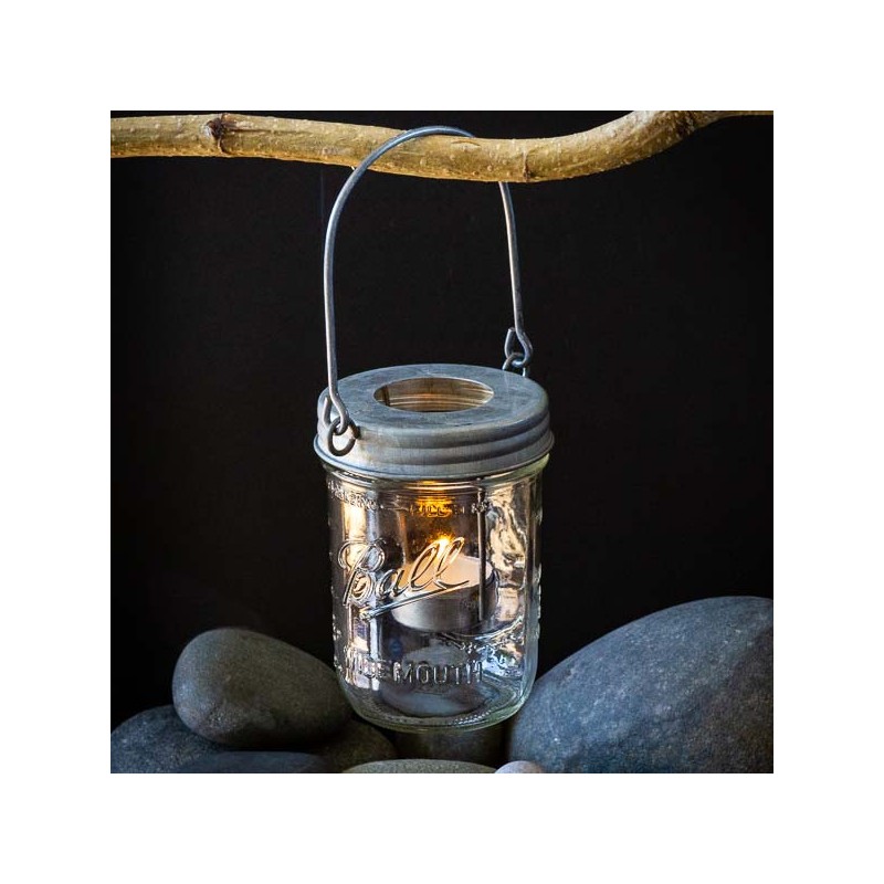 Galvanized Metal Tea Light 16oz Wide