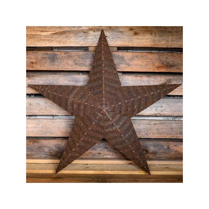 Amish Tin Barn Star Rusty Made In Usa Lecomptoiramericain - Tin Stars Wall Decor