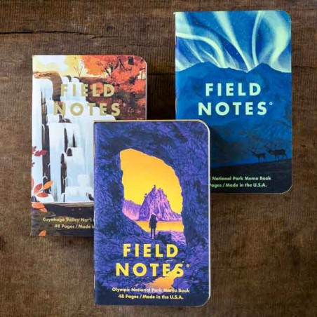 Pack 3 carnets FIELD NOTES Parcs Nationaux américains Serie D - Made in USA