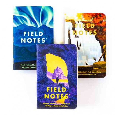 Pack 3 carnets FIELD NOTES Parcs Nationaux américains Serie D - Made in USA