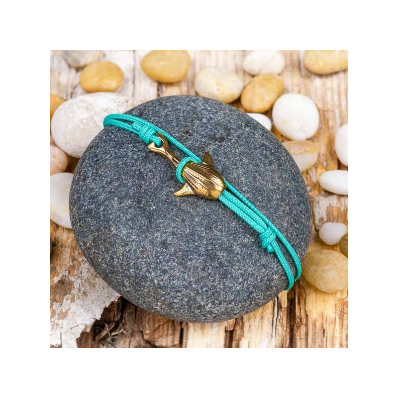 Bracelet Requin Baleine cordon Turquoise  CAPE CLASP - made in USA