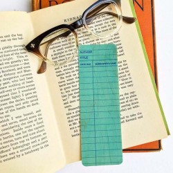 Blue Library Book Card design - Wooden Maple Bookmark