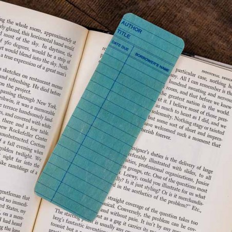 Blue Library Book Card design - Wooden Maple Bookmark