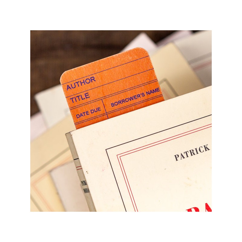 Salmon Library Book Card design - Wooden Maple Bookmark