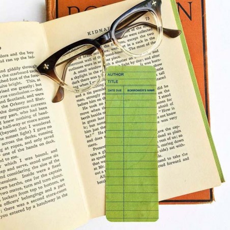 Green Library Book Card design - Wooden Maple Bookmark