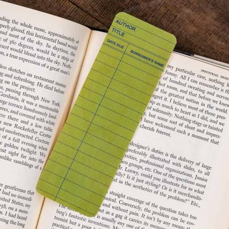 Green Library Book Card design - Wooden Maple Bookmark