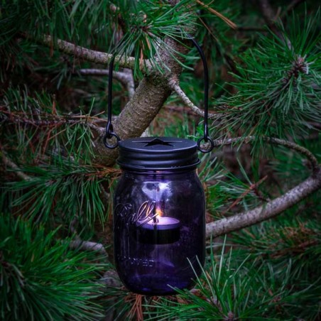 Mason Jar Ball purple star candle holder