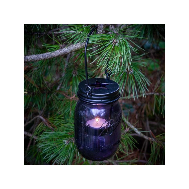 Mason Jar Ball purple star candle holder