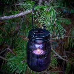 Mason Jar Ball purple star candle holder