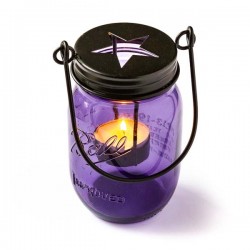 Mason Jar Ball purple star candle holder