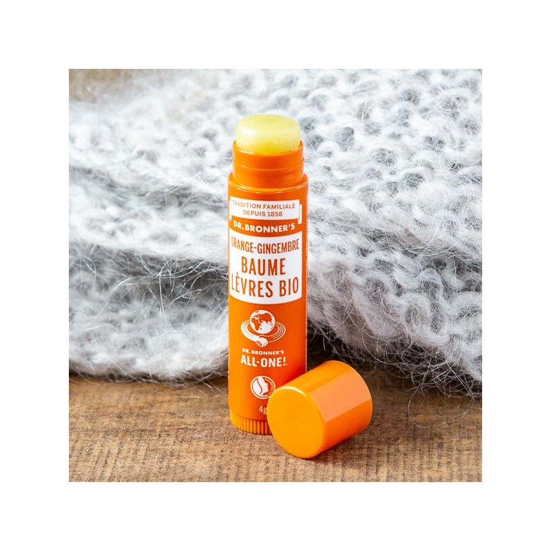 Baume lèvres bio Orange Gingembre  - Dr. Bronner's - Made in USA