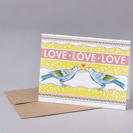 CARTE LOVE LOVE LOVE BIRDS